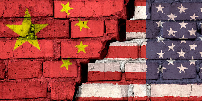 中国美国国旗砖墙